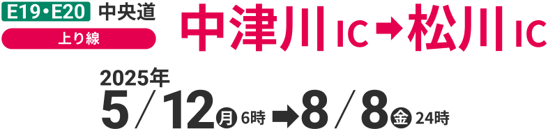 中央道 中津川IC→松川IC（上り線）