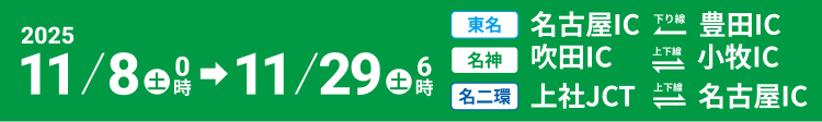 2025 6/7土0時→6/28土6時 関ヶ原IC ←上下線→ 八日市IC
